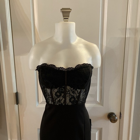 Lulus Sultry Persona Black Lace Strapless Bustier Mermaid Midi‎ Dress Size Large - Picture 5 of 16